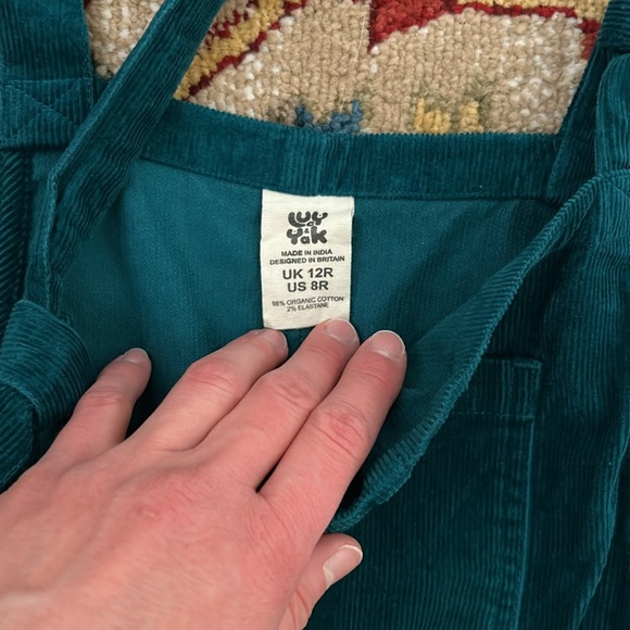 Lucy and Yak Teal Corduroy Overalls - Picture 3 of 5
